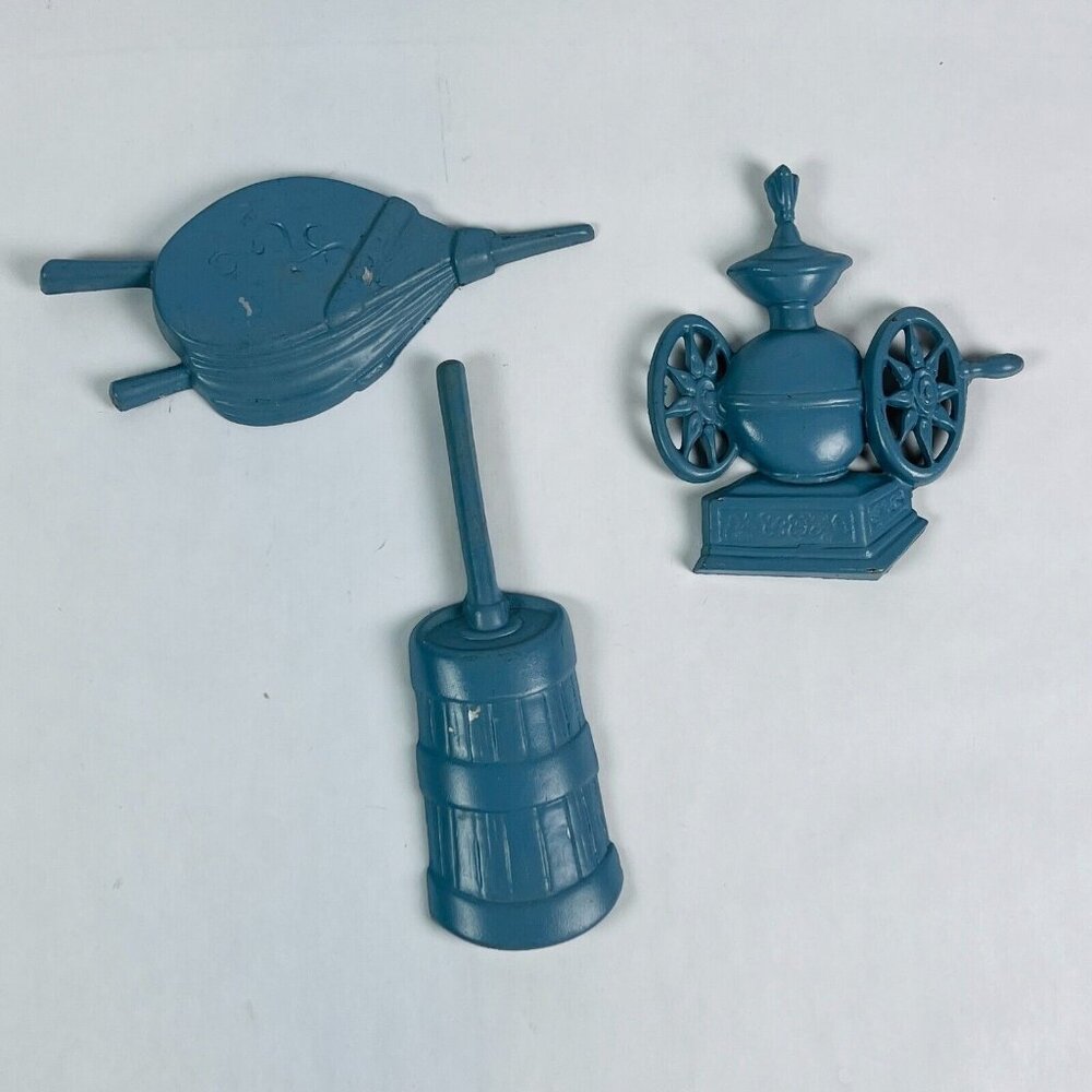 Vintage Sexton 3 Wall Hanging Cast Iron Kitchen Decor Set Blue USA